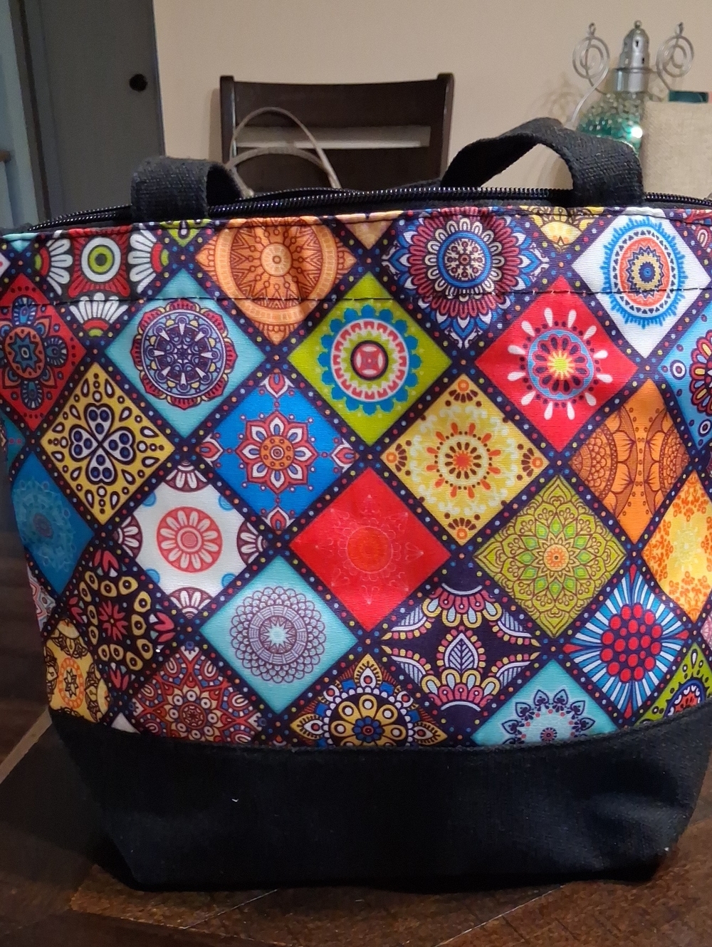 Multicolor Mosaic Pattern Insulated Lunch  Bag - Women's